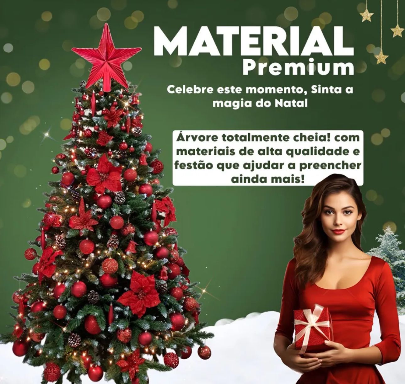 Arvore Natal Decorada Luxo Grande Completa 180cm 142 Enfeites