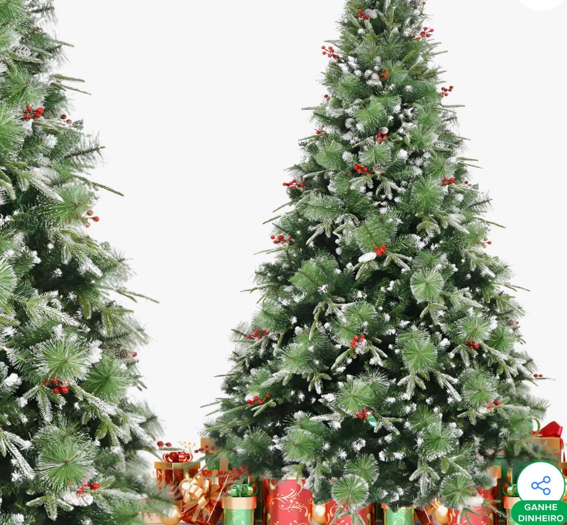 Arvore De Natal 1,50m Nevada Com Detalhes Vermelhos Premium